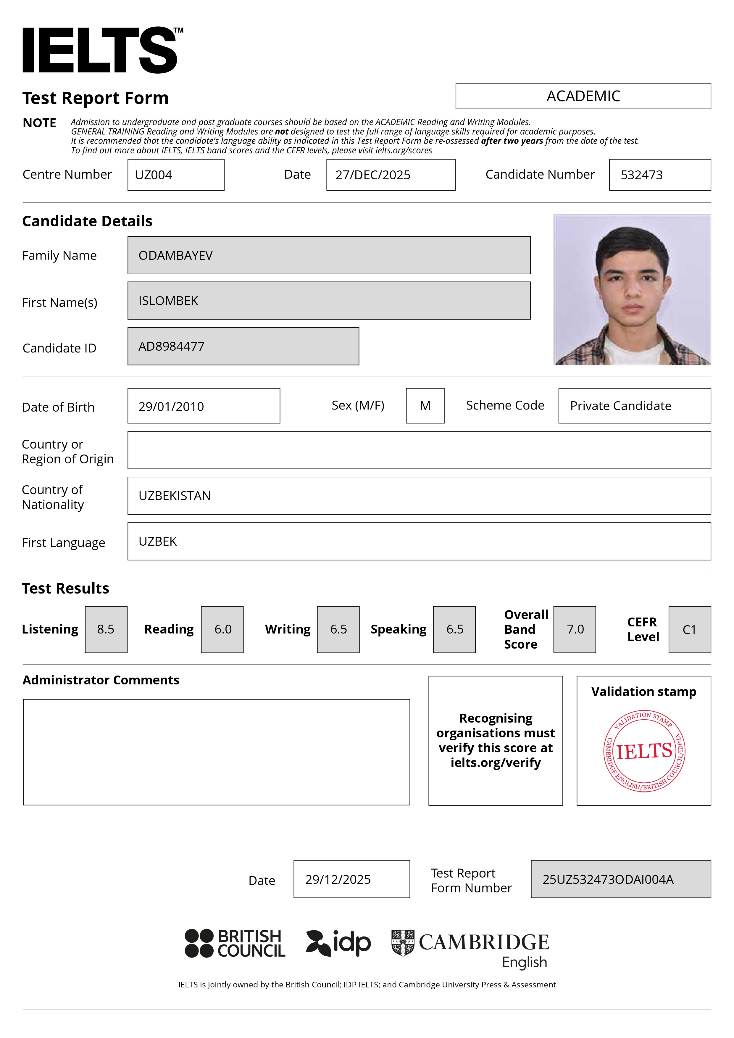 🎉 Odambayev Islombekni tabriklaymiz! 🎉